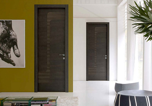 Распашная межкомнатная дверь в графитовом цвете Top Design Ghizzi Benatti stream 1