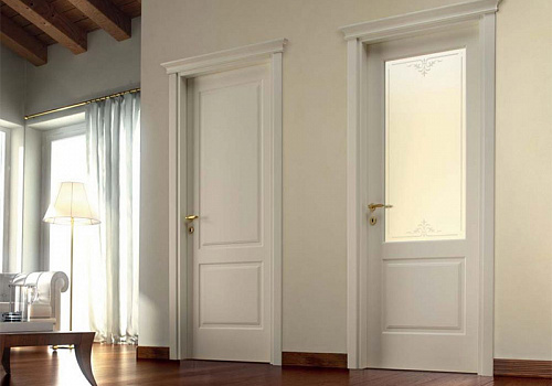 Межкомнатная глухая дверь и дверь с декоративным стеклом Classic Ghizzi Benatti d2a