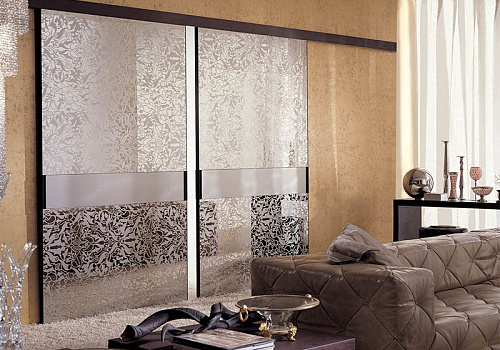 Межкомнатная перегородка из алюминия с декоративным стеклом Headline Longhi 330 7