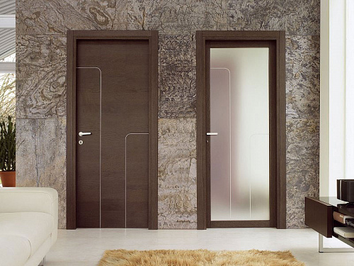 Межкомнатная глухая дверь и дверь со стеклом и с алюминиевыми вставками Top Design Ghizzi Benatti spring spazio